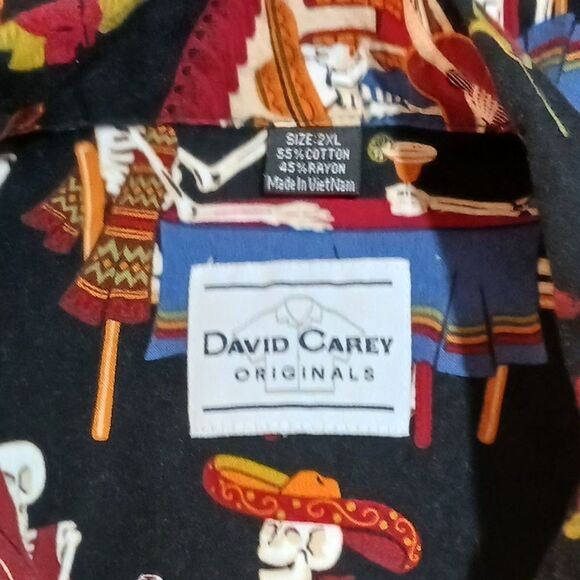 Button Down Shirt Short Sl "Day Of The Dead." David Carey Orig Multi-C Men's 2XL - Picture 6 of 7